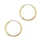 14K Yellow Gold 1.5mm Diamond Cut Hoop Earrings