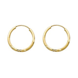 14K Yellow Gold 1.5mm Diamond Cut Hoop Earrings