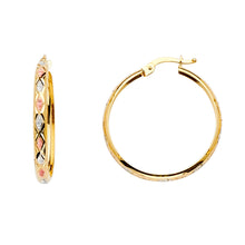 Load image into Gallery viewer, 14K Two Tone Gold Round Hoop Earrings