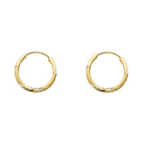 14K Yellow Gold 1.5mm Diamond Cut Hoop Earrings