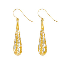 Load image into Gallery viewer, 14K Two Tone Gold Teardrop Hanging Earrings