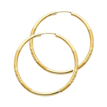 Load image into Gallery viewer, 14K Yellow Gold 2mm Diamond Cut Hoop Earrings