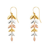 14K Tri Color Hanging Earrings