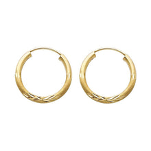 Load image into Gallery viewer, 14K Yellow Gold 2mm Diamond Cut Hoop Earrings