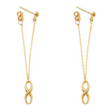 14K Yellow Gold Infinity Screw Back Hanging Earrings