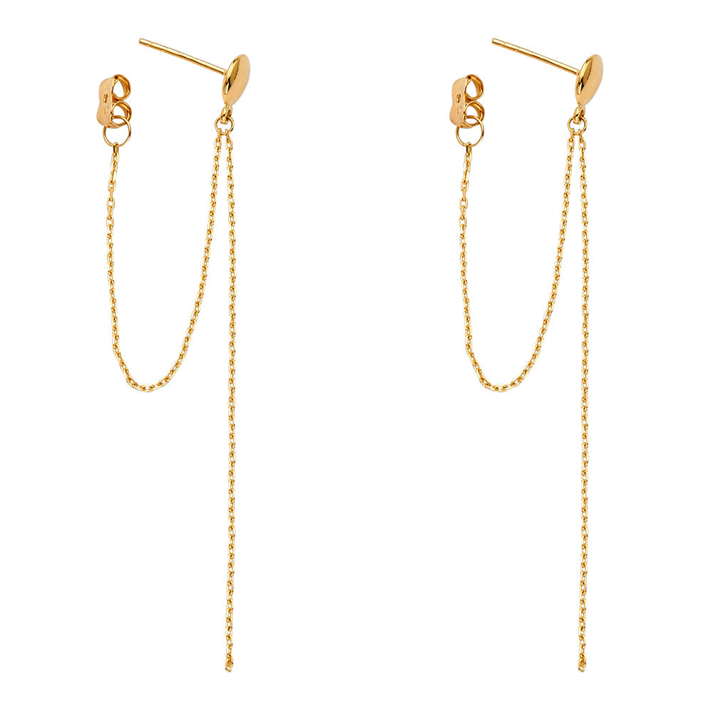 14K Yellow Gold Screw Back Hanging Earrings