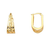 14K Yellow Filigree U Shape Earring 2.4grams