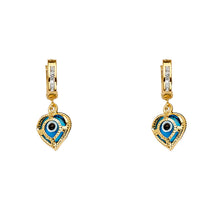 Load image into Gallery viewer, 14K Yellow Evil Eye Dangle Huggies Earring 2grams