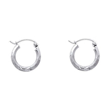 Load image into Gallery viewer, 14K White Gold 2mm Diamond Cut GOLD EARRINGS