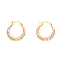 Load image into Gallery viewer, 14K Tricolor Double Face X Design Hollow Earring Approximately 1.6 Grams