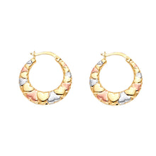 Load image into Gallery viewer, 14K Tricolor Double Face Heart Design Hollow Earring Approximately 2.6 Grams