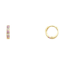 Load image into Gallery viewer, 14K Yellow Gold 2mm CZ Huggies Earrings