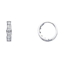 Load image into Gallery viewer, 14K White Gold 4mm CZ Huggies Earrings