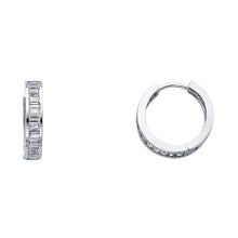 Load image into Gallery viewer, 14K White Gold 4mm CZ Huggies Earrings