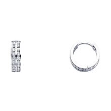 Load image into Gallery viewer, 14K White Gold 4mm CZ Huggies Earrings