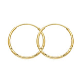 14k Yellow Gold 1.5mm Diamond Cut Hoop Earrings