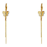14K Yellow Gold Butterfly Hanging Earrings