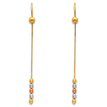 Load image into Gallery viewer, 14K Tri Color Gold Hanging Earrings