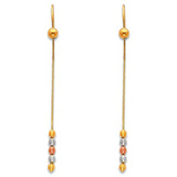 14K Tri Color Gold Hanging Earrings