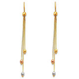 14K Tri Color Gold Hanging Earrings