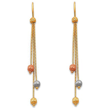 Load image into Gallery viewer, 14K Tri Color Gold Hanging Earrings