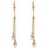 14K Tri Color Gold Hanging Earrings