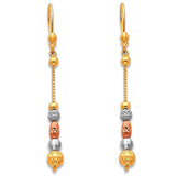14K Tri Color Gold Hanging Earrings