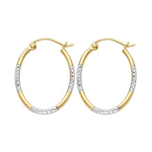 Load image into Gallery viewer, 14k Two Tone Gold 15mm Diamond Cut Tube Hoop Earrings