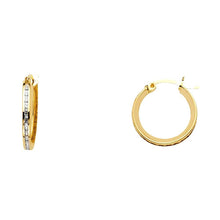 Load image into Gallery viewer, 14K Yellow Gold 2mm Clear CZ Channel Hoop Earrings