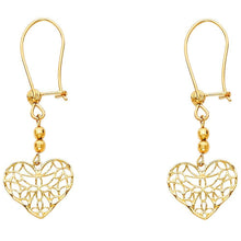 Load image into Gallery viewer, 14K Yellow Gold Open Heart Earrings