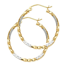 Load image into Gallery viewer, 14K Two Tone Curled Hoop Earrings