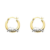 14k Two Tone Gold Polished Petite Dolphin Hinge Hoop Earrings
