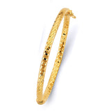 14K Yellow Gold Half Round Dome Diamond Cut Hollow Oval Bangle