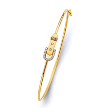 Load image into Gallery viewer, 14K Yellow Gold CZ Light Belt Shape Flexible Bangle