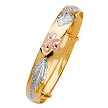 Load image into Gallery viewer, 14K Tricolor Baby Adjustable Bangle-Length 4&quot; to 5.5&quot;