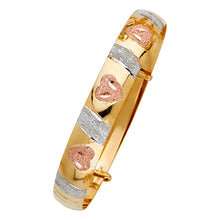 Load image into Gallery viewer, 14K Tricolor 8mm Baby Adjustable Bangle, Length 4&quot; to 5.5&quot;