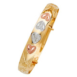 14K Tricolor 8mm Baby Adjustable Bangle, Length 4