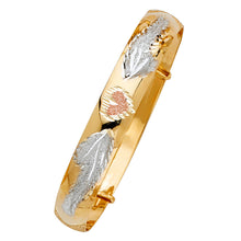 Load image into Gallery viewer, 14K Tricolor 8mm Baby Adjustable Bangle, Length 4&quot; to 5.5&quot;