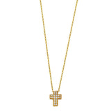 14K Yellow CZ Cross Necklace