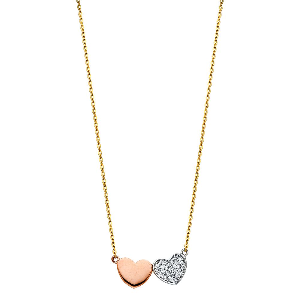 14K TwoTone CZ Necklace
