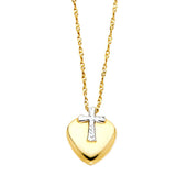 14K TwoTone Cross Heart Necklace