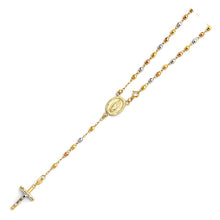 Load image into Gallery viewer, 14K Tricolor 3mm Ball Rosary Necklace--Length 18&quot;
