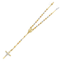 Load image into Gallery viewer, 14K Tricolor 4mm Beads Ball Rosary Necklace, Length 20&quot;