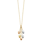 14K Tricolor Leaves Necklace
