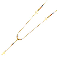 Load image into Gallery viewer, 14K Tricolor 2.5mm Beads Ball Rosary Necklace