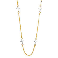 Load image into Gallery viewer, 14K TwoTone CZ Cross Necklace