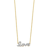 14K Yellow CZ Love Sign Necklace