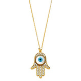 14K Yellow CZ Evil Eye Necklace