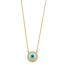 Load image into Gallery viewer, 14K Yellow CZ Evil Eye Necklace
