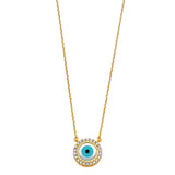 14K Yellow CZ Evil Eye Necklace